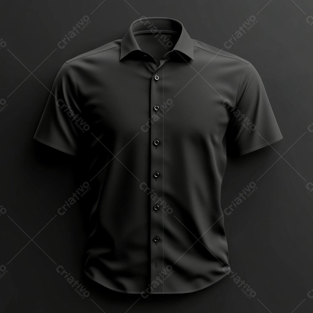 Camisa social preta manga curta