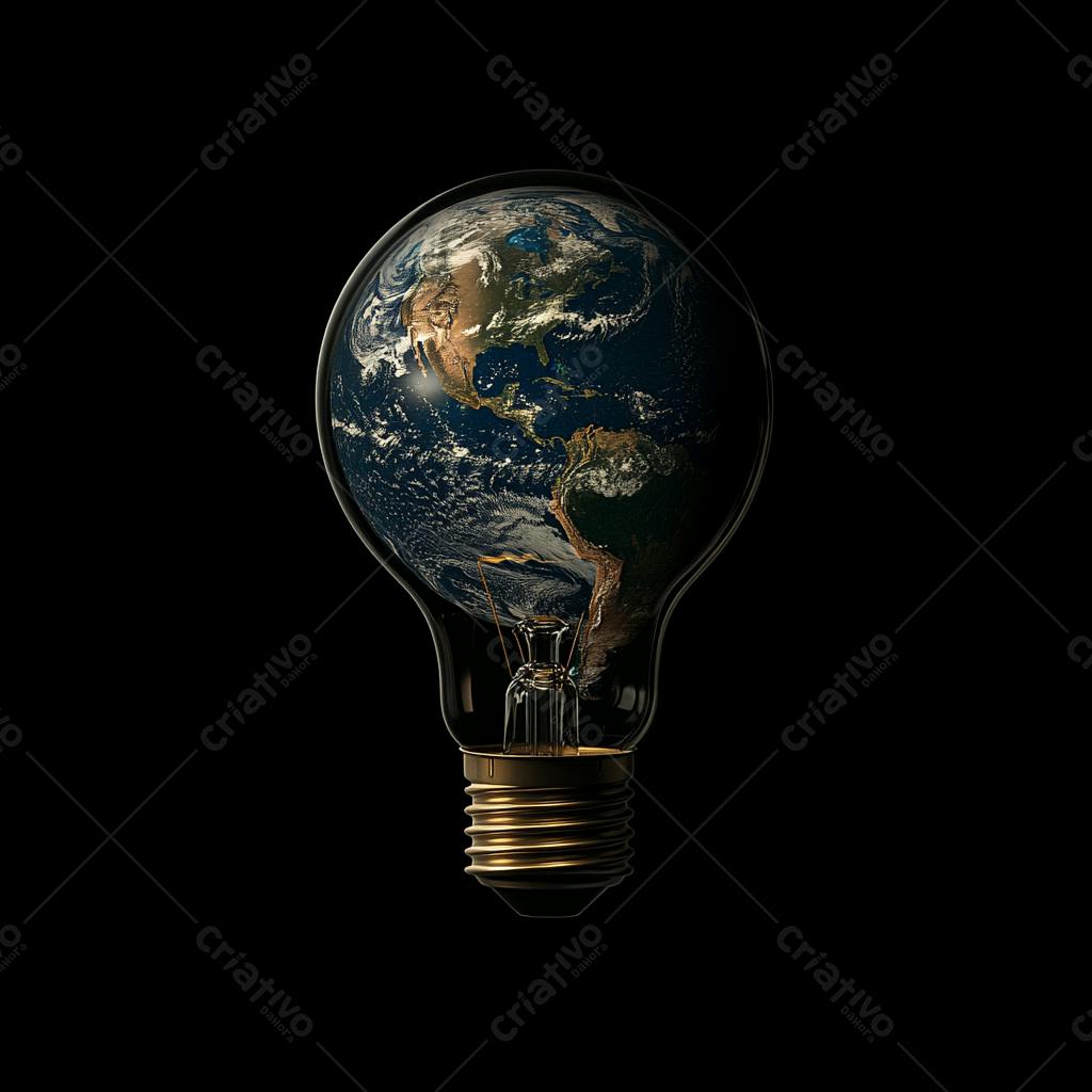 Planeta Terra dentro de lâmpada
