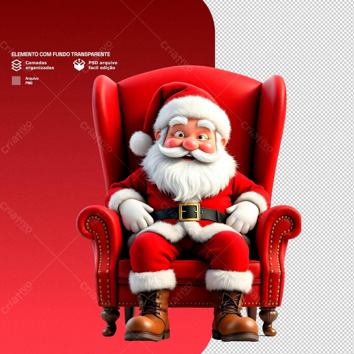 Elemento Natalino Papai Noel PSD Editável