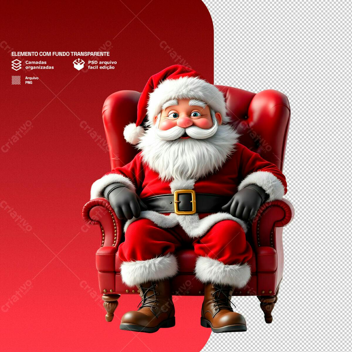 Elemento Natalino Papai Noel PSD Editável