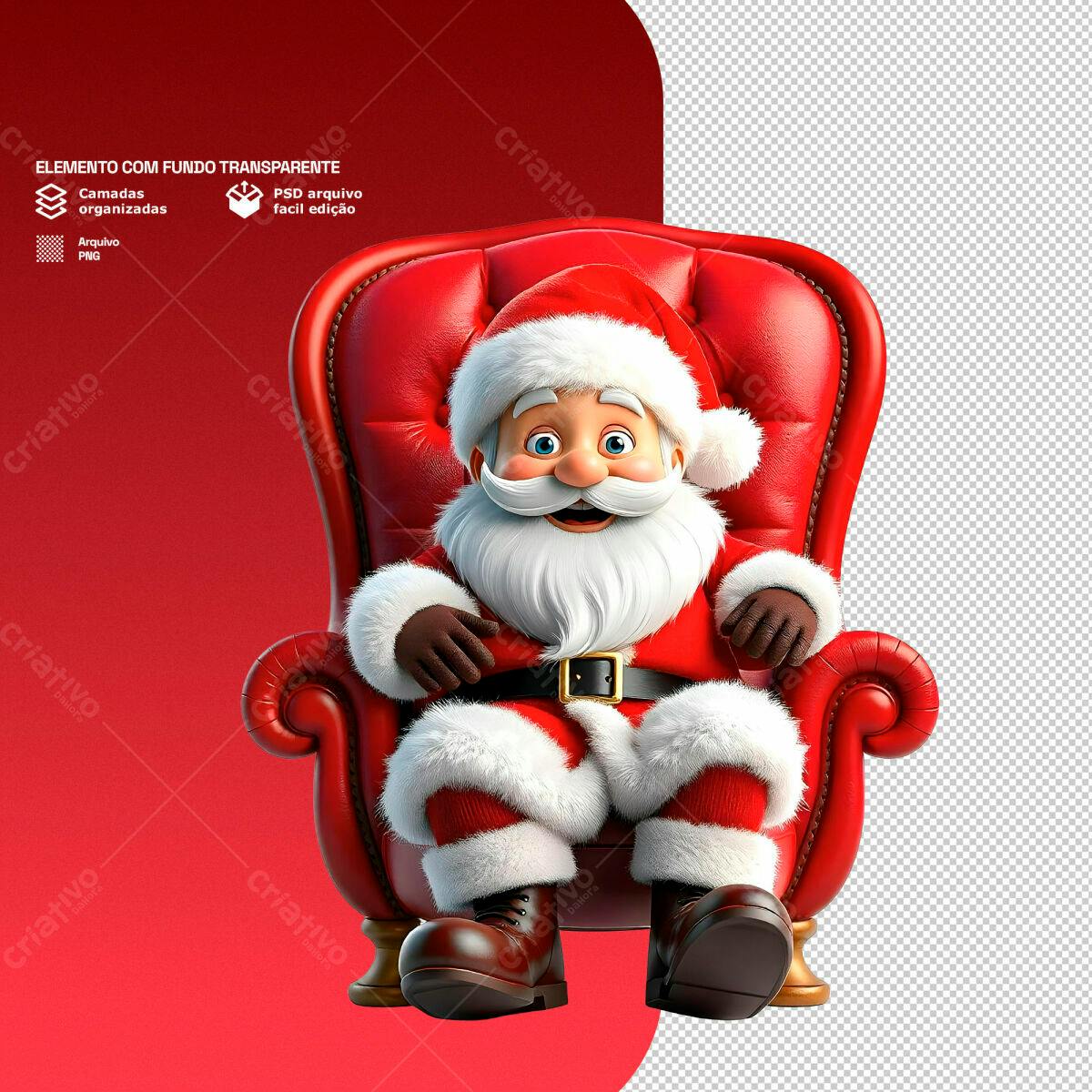 Elemento Natalino Papai Noel PSD Editável