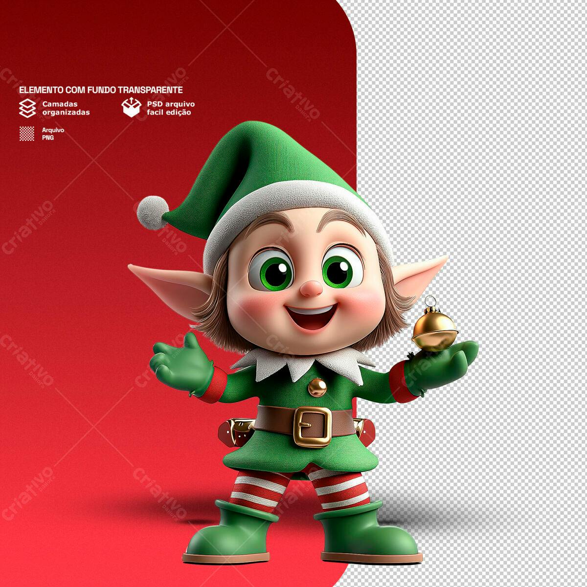 Personagem Natalino 3D PSD Editável