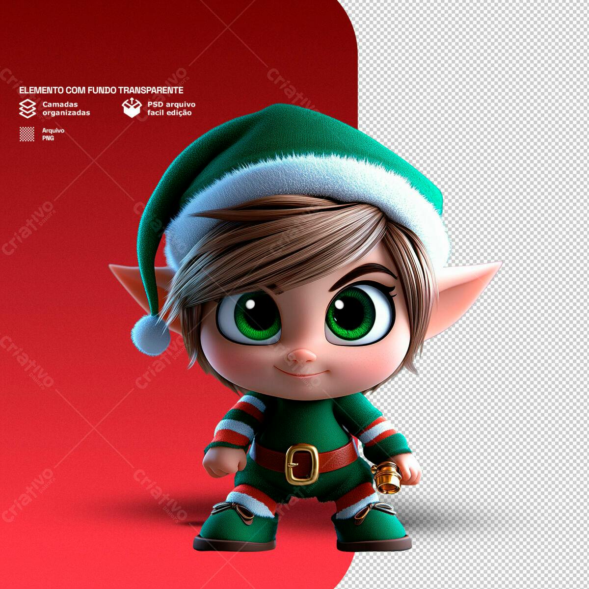 Elemento Natalino 3D PSD Editável