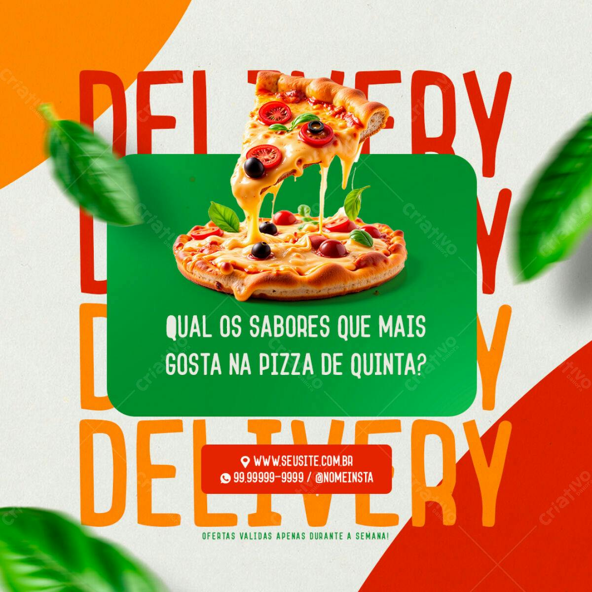 Flyer para Delivery de Pizza PSD Editável