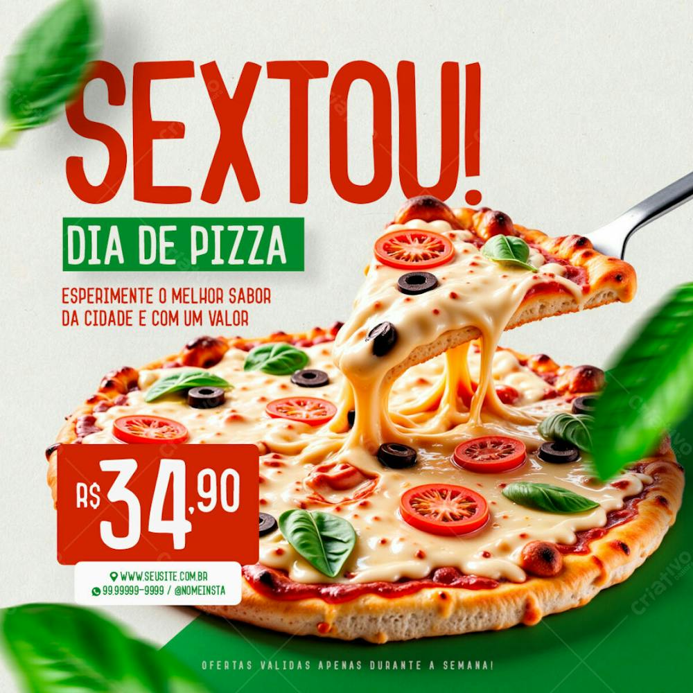 Feed Sextou Dia De Pizza Pizzaria Social Media Psd Editável