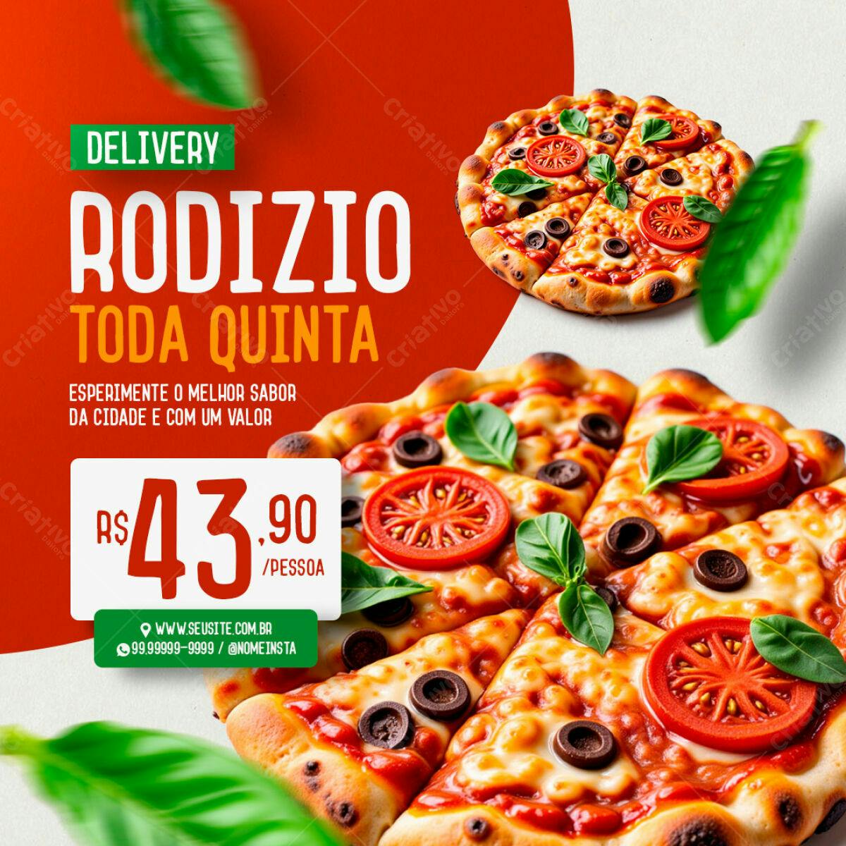 Flyer para Rodízio de Pizza Toda Quinta PSD Editável