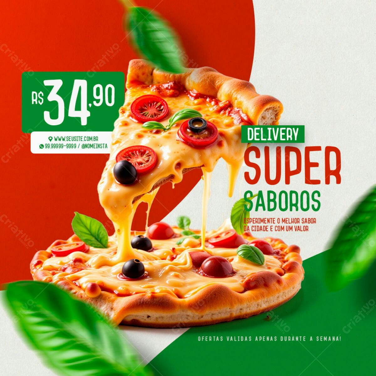 Flyer para Delivery de Pizza PSD Editável