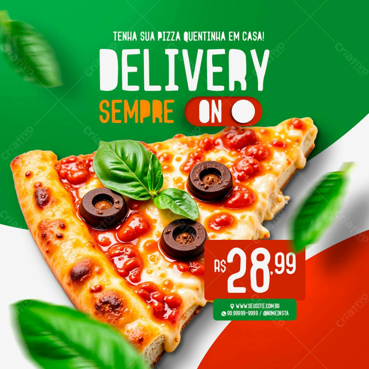 Flyer para Delivery de Pizza PSD Editável