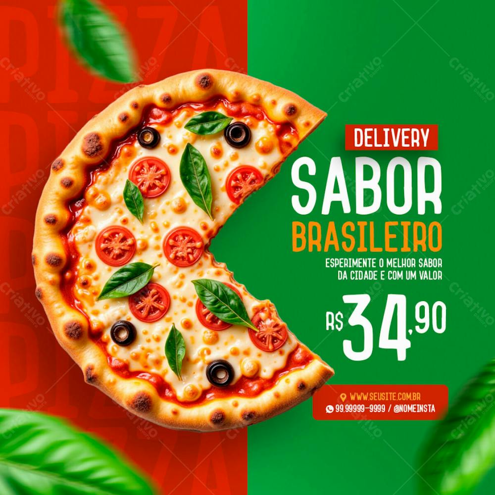 Feed Pizza Sabor Brasileiro Pizzaria Social Media Psd Editável