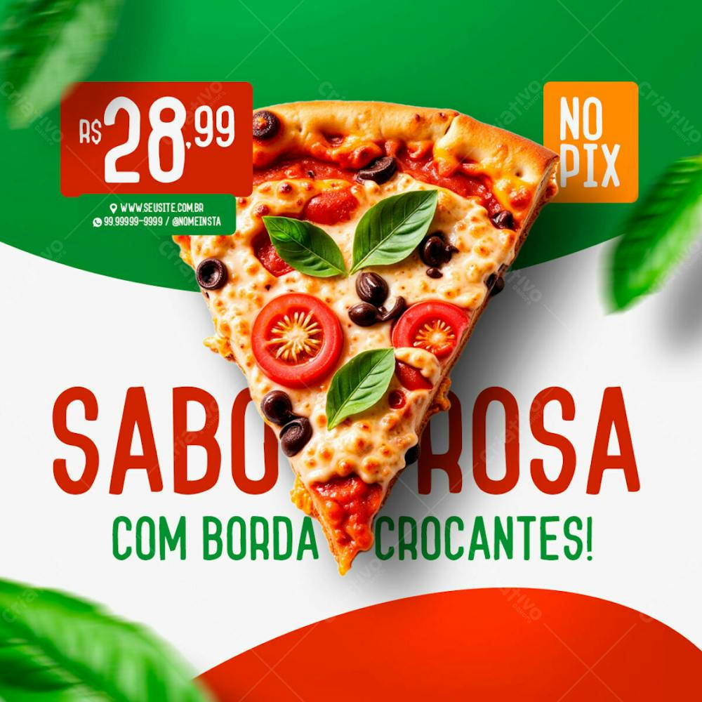 Feed Pizza Saborosa Com Borda Crocante Pizzaria Social Media Psd Editável