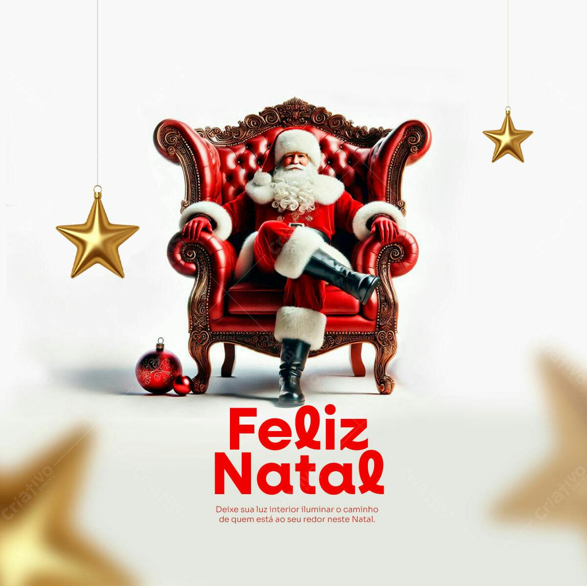 Postagem Natalina Papai Noel Cadeira Vermelha PSD Editável