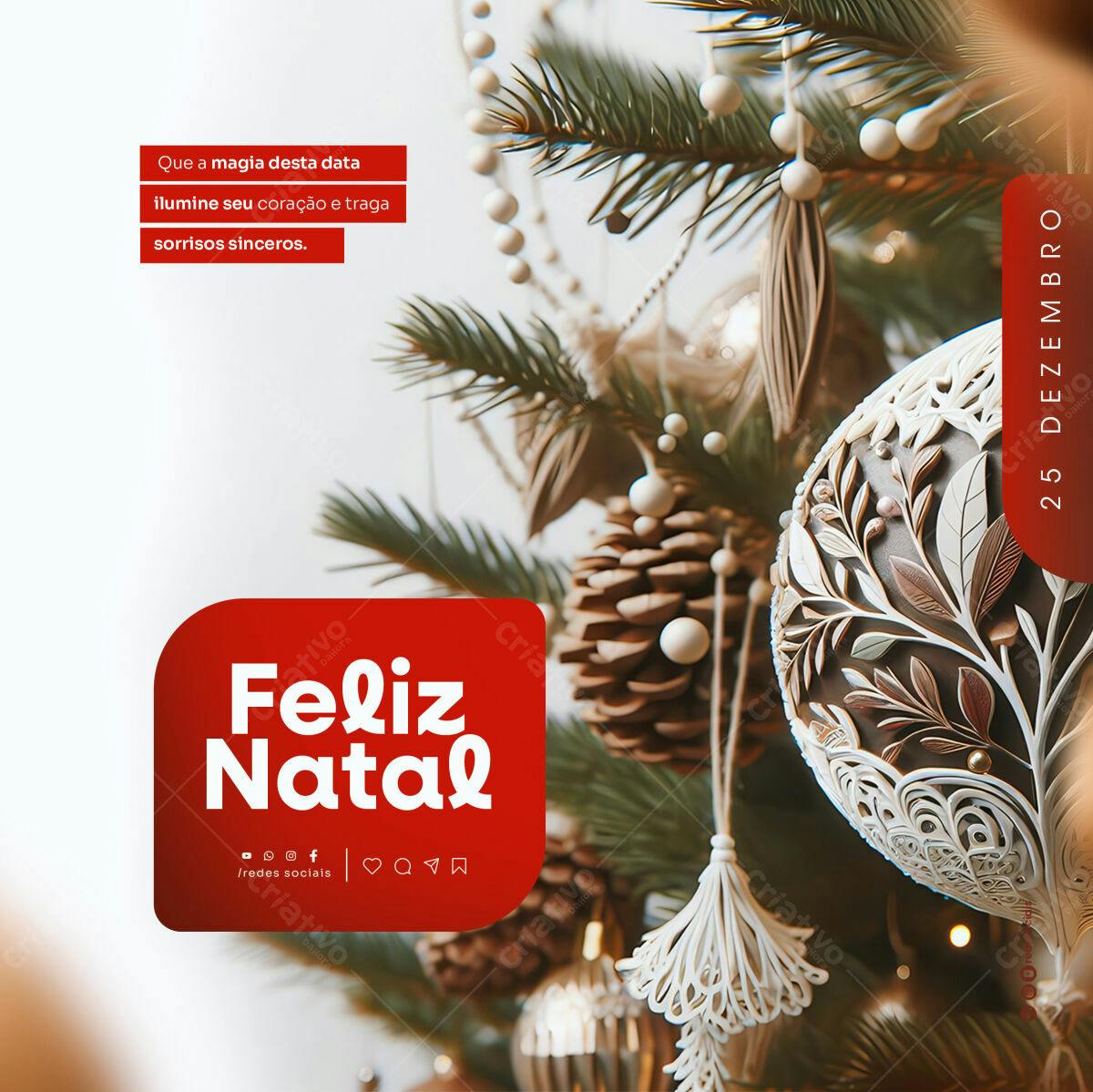 Post para Boas Festas Natal PSD Editável