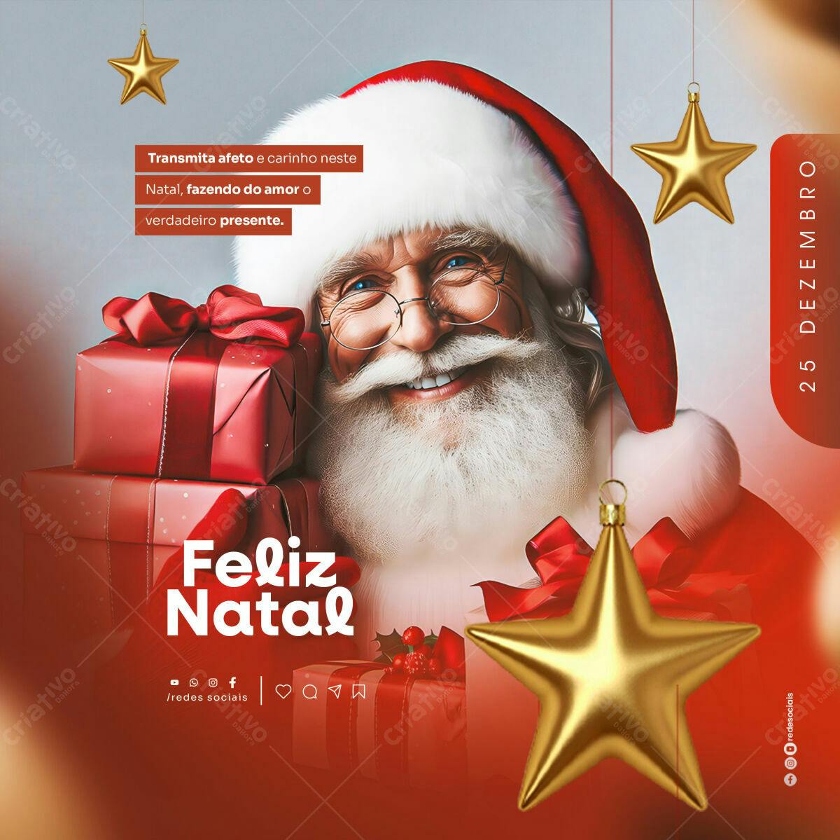 Postagem de Natal com Papai Noel PSD Editável
