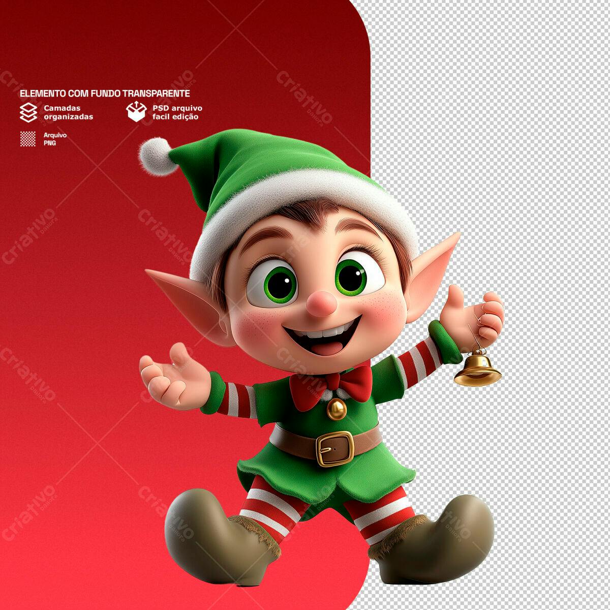 Elemento Natalino Duende PSD Editável