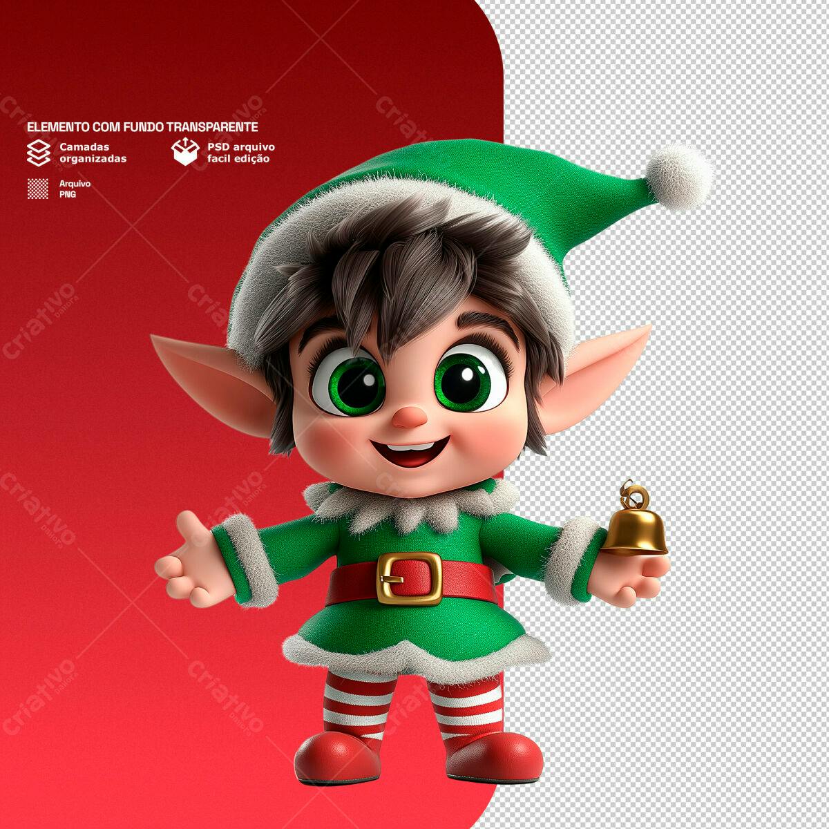 Personagem Natalino Duende PSD Editável