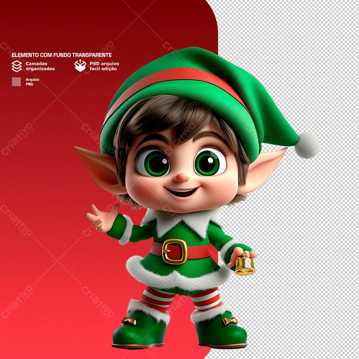 Personagem Natalino Duende PSD Editável