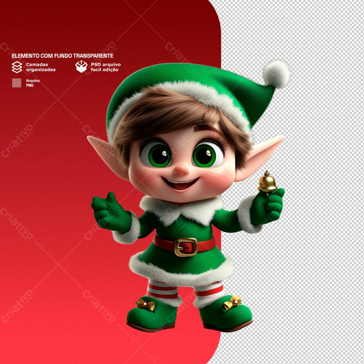 Personagem Natalino Duende PSD Editável