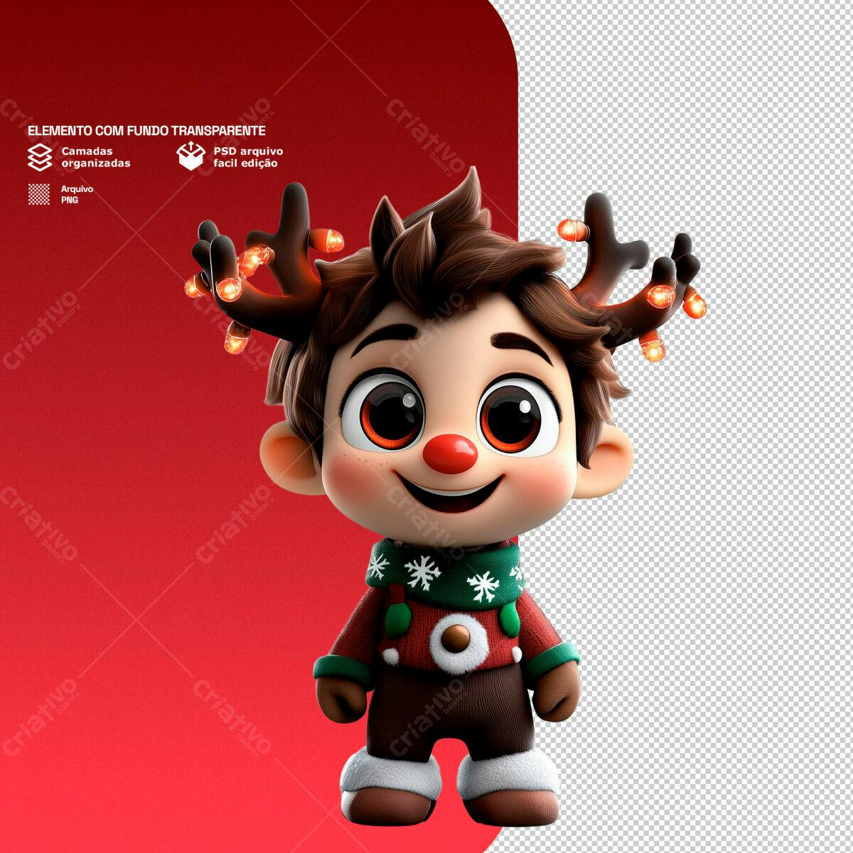 Personagem Natalino 3D PSD Editável