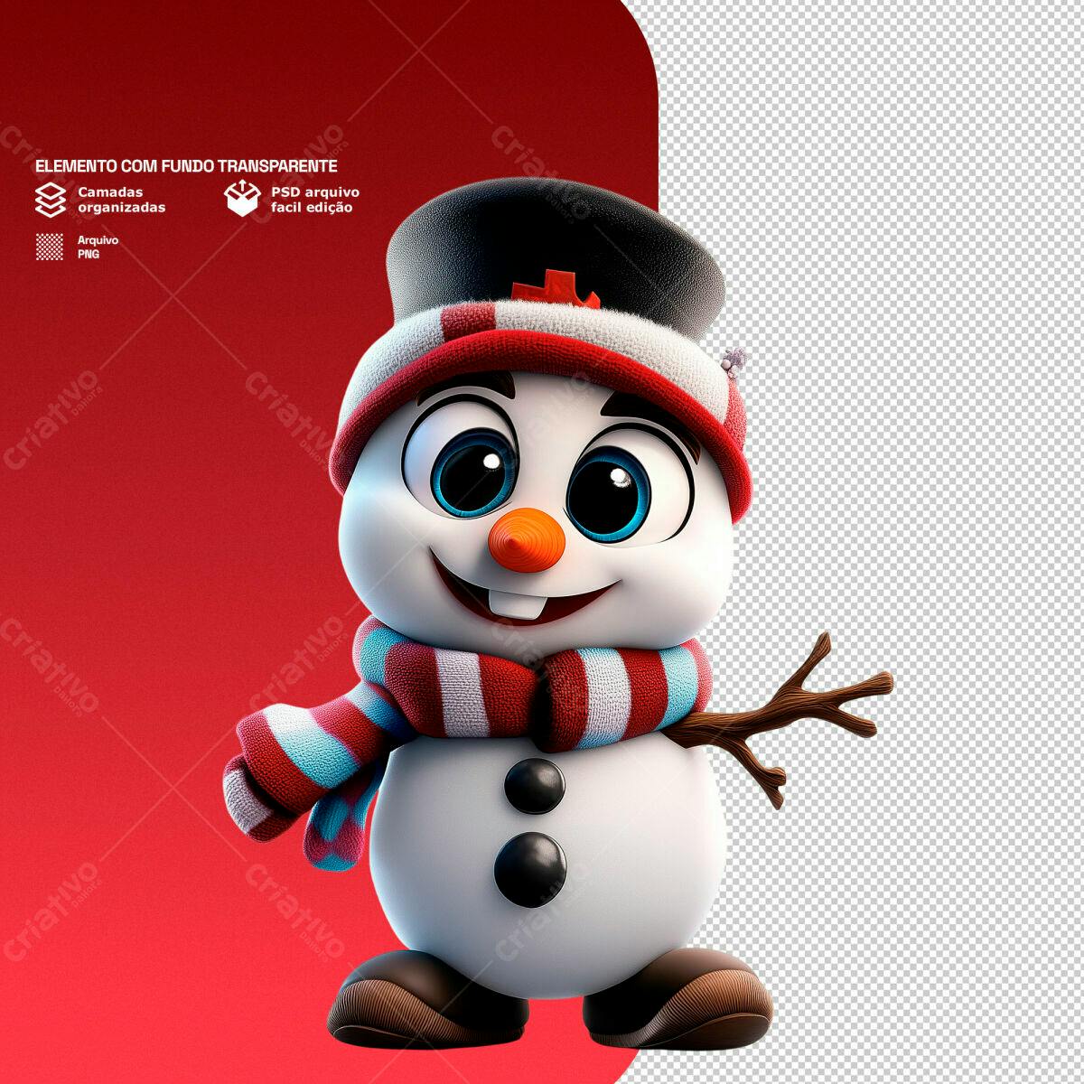 Boneco de Neve Natalino PSD Editável