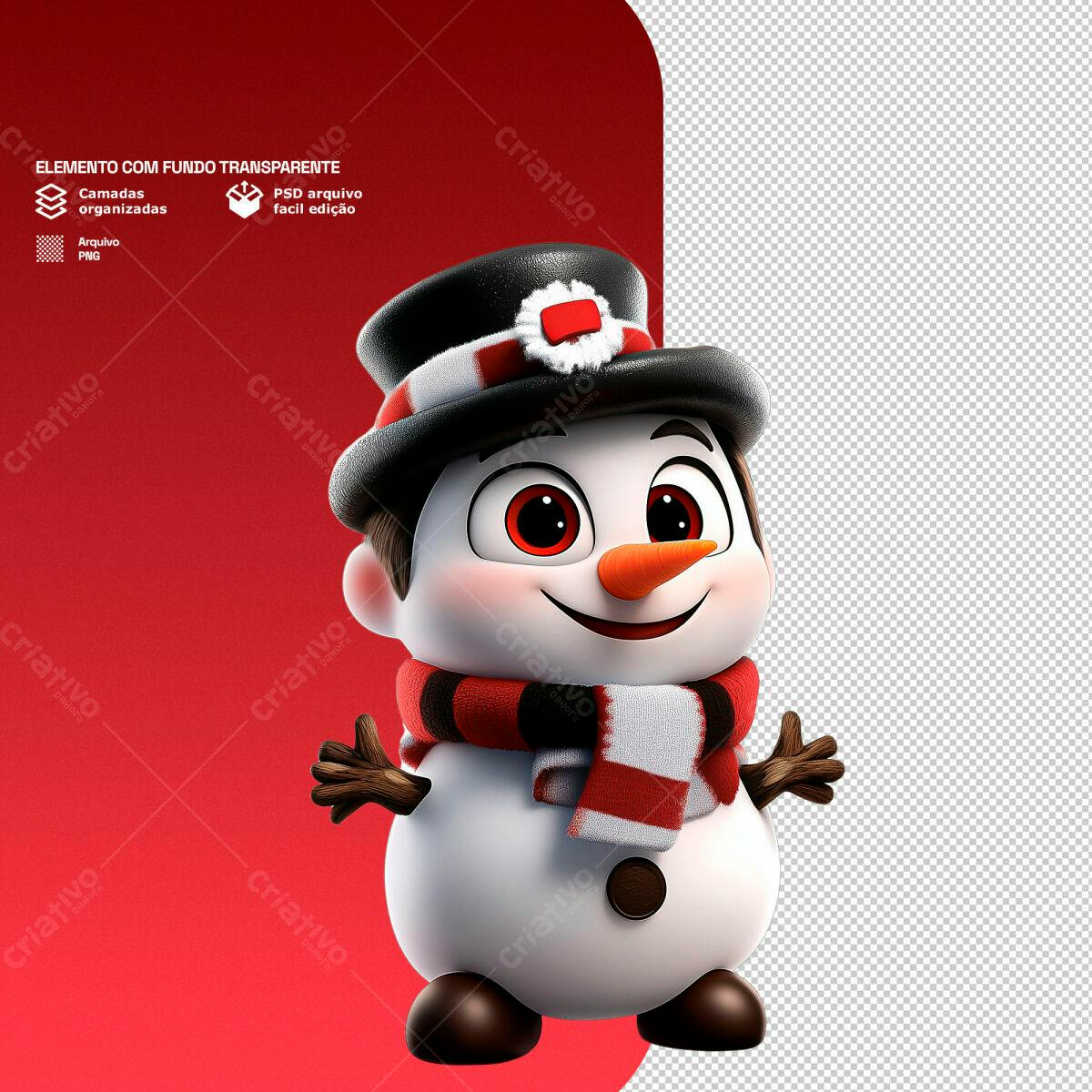 Boneco de Neve Natalino PSD Editável