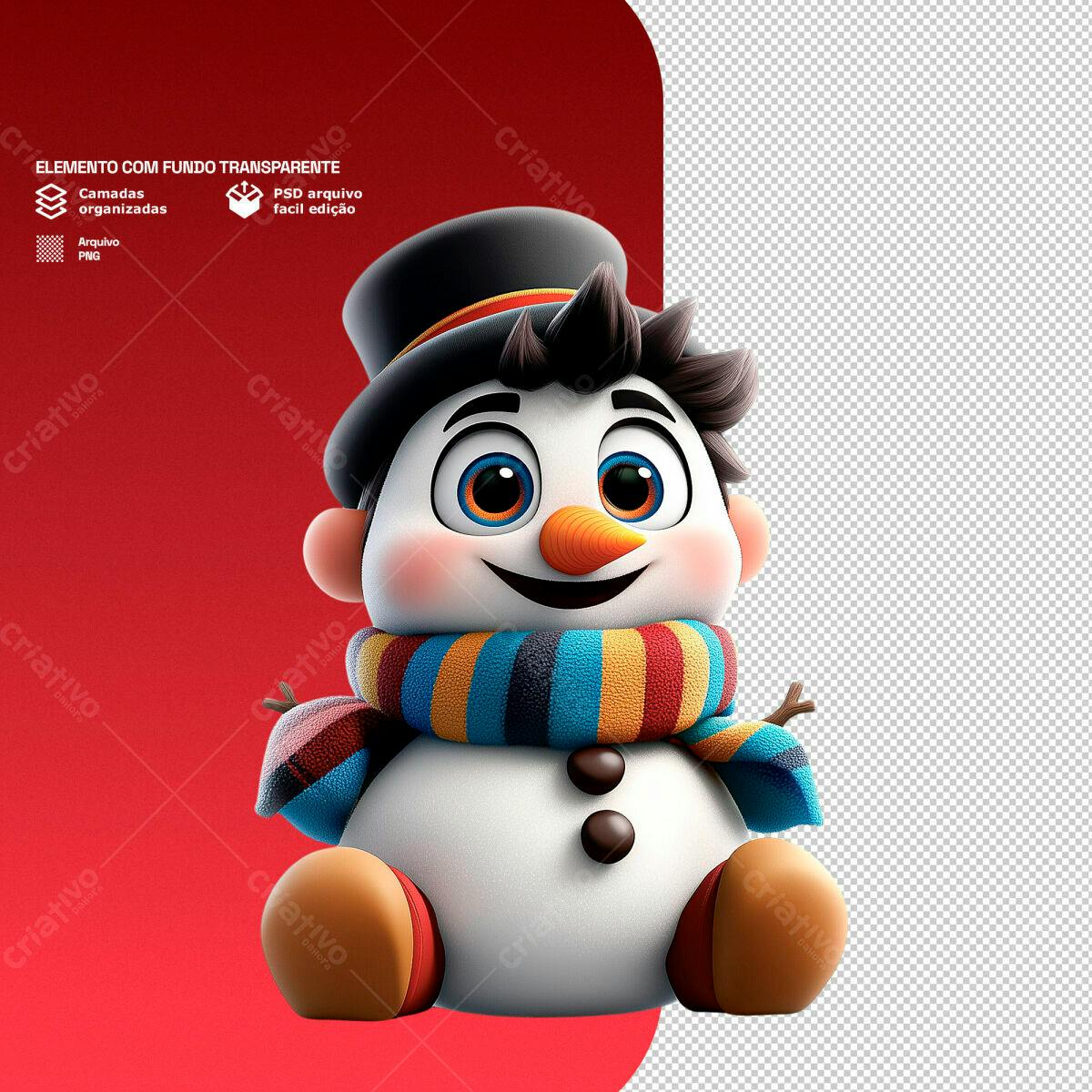 Boneco de Neve Natalino PSD Editável