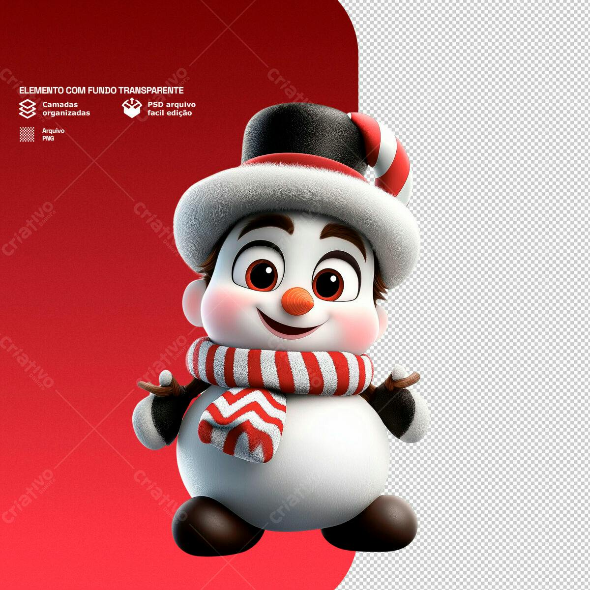 Boneco de Neve Natalino PSD Editável