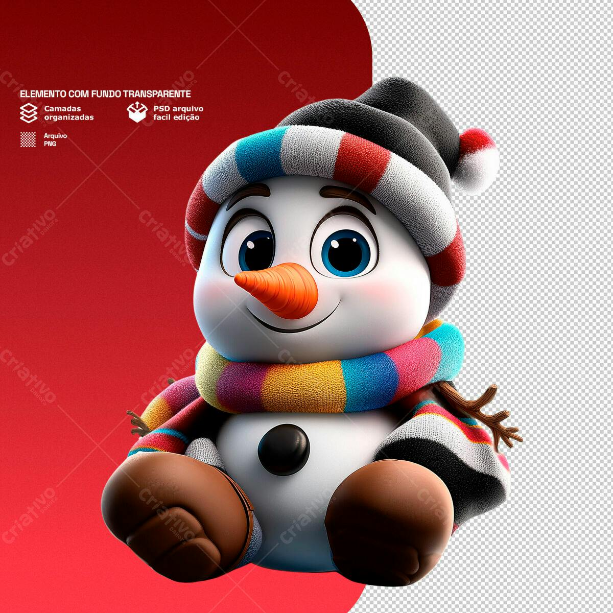 Boneco de Neve Natalino PSD Editável