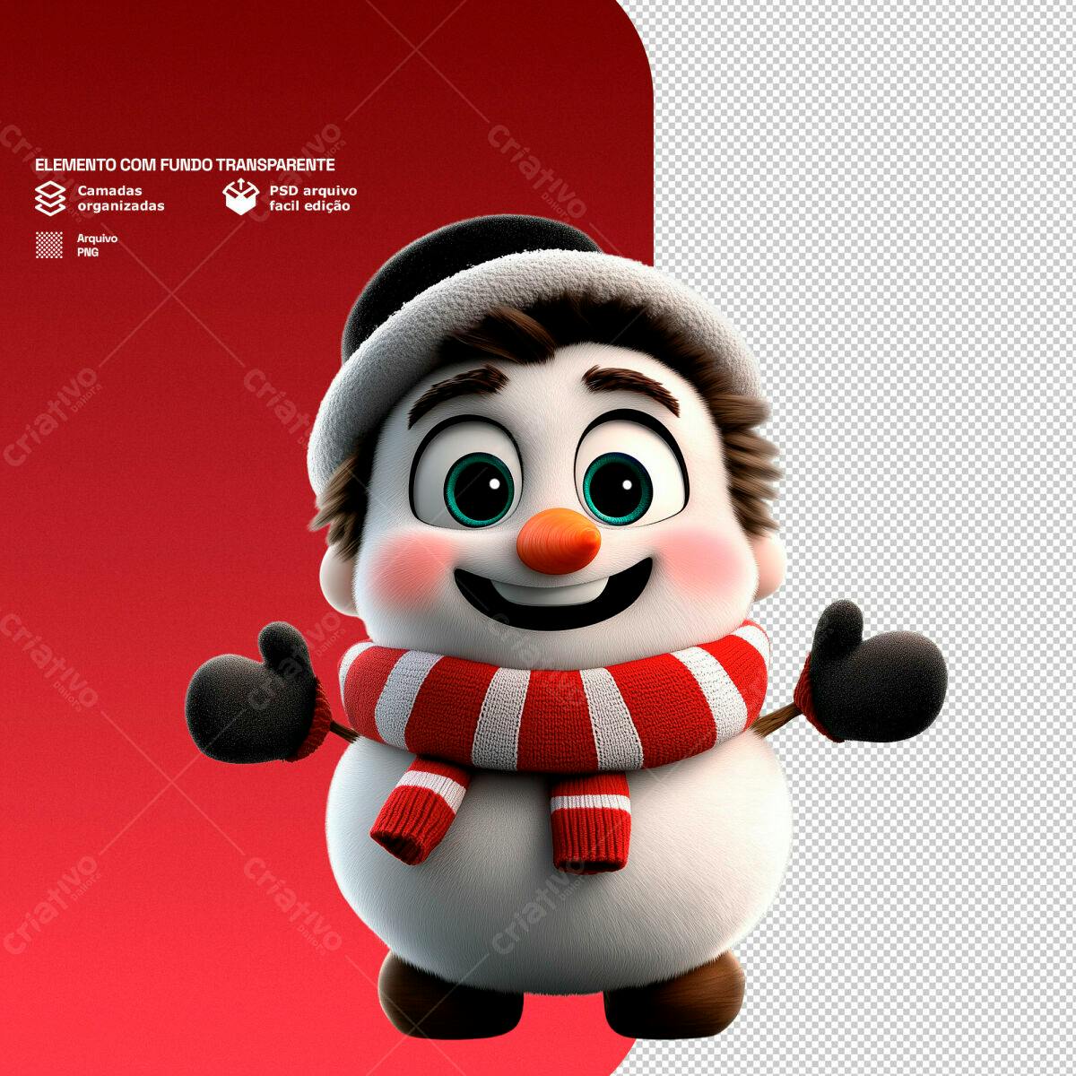 Boneco de Neve Natalino PSD Editável