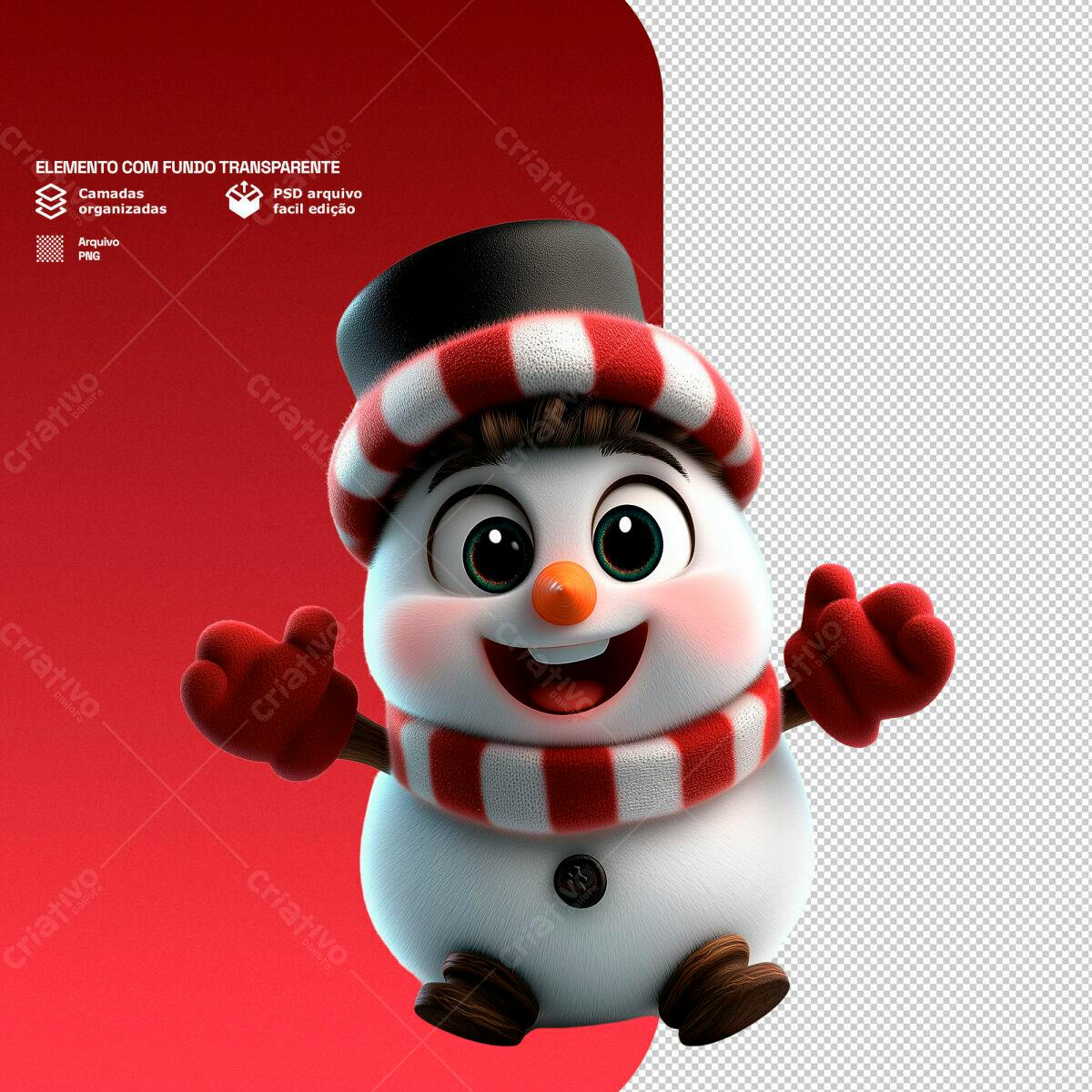 Boneco de Neve Natalino PSD Editável