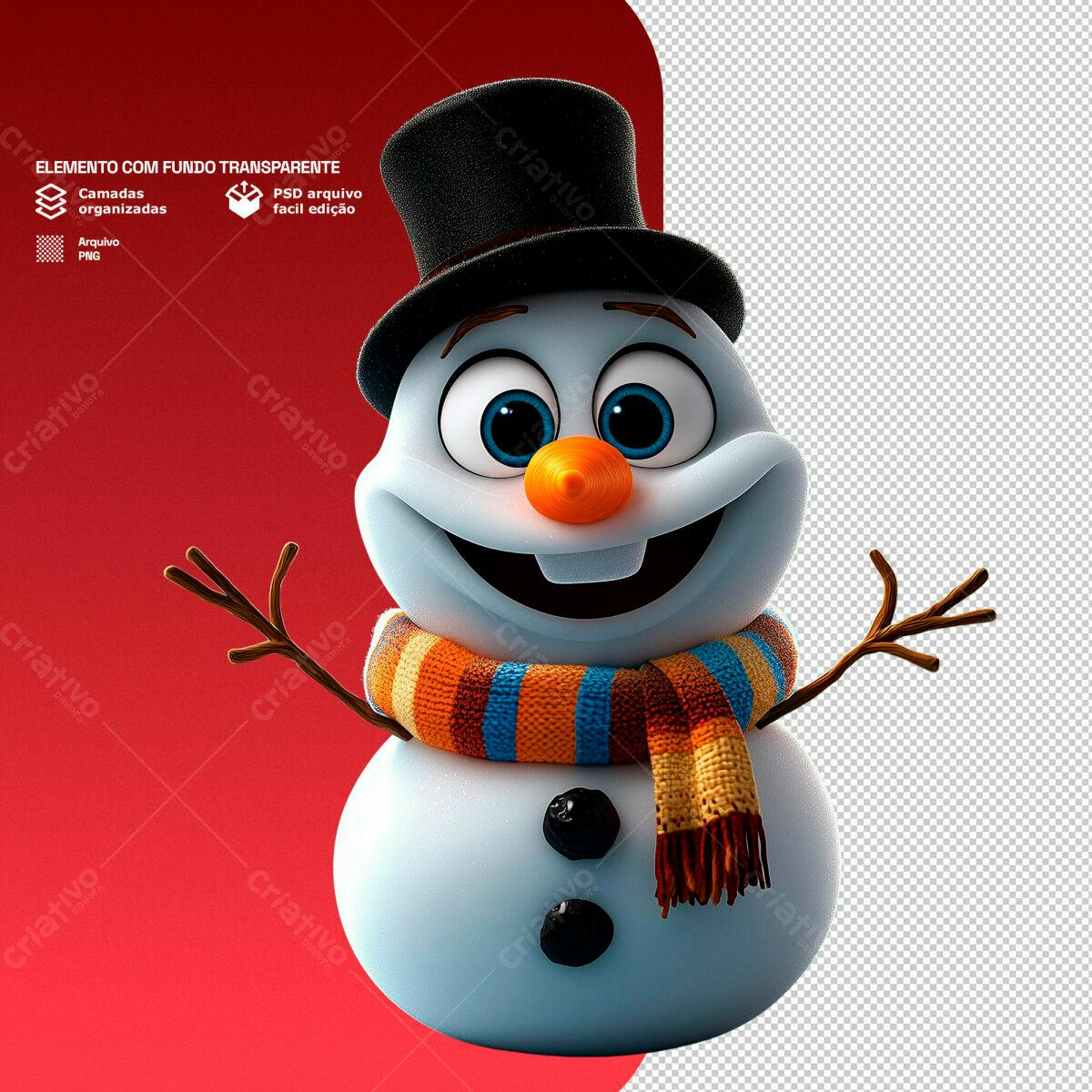 Boneco de Neve Natalino PSD Editável