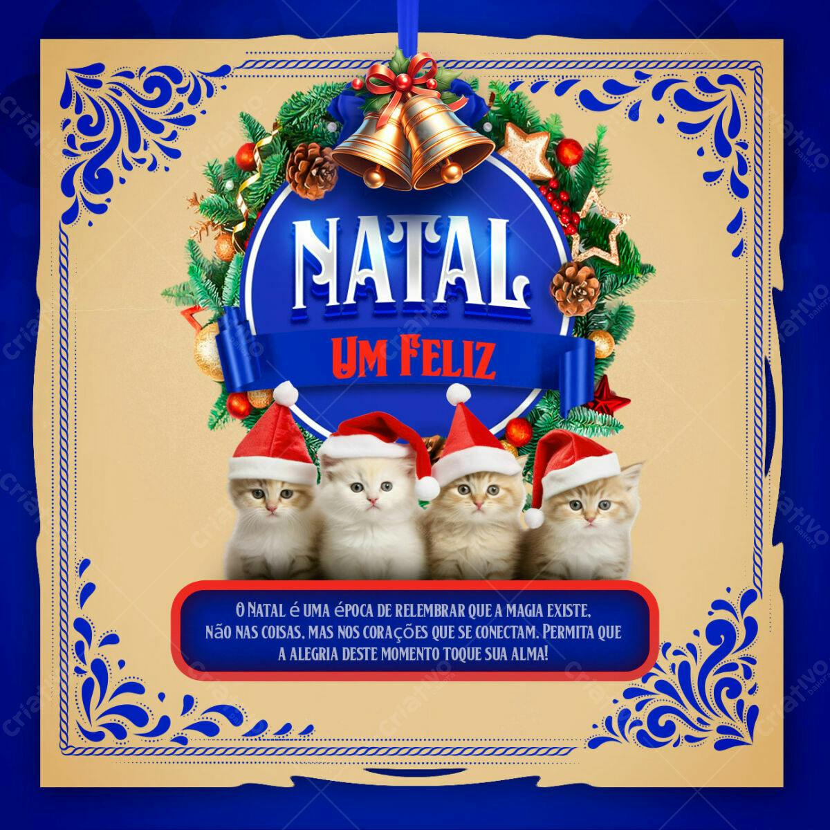 Flyer Natal com Gatinhos PSD Editável