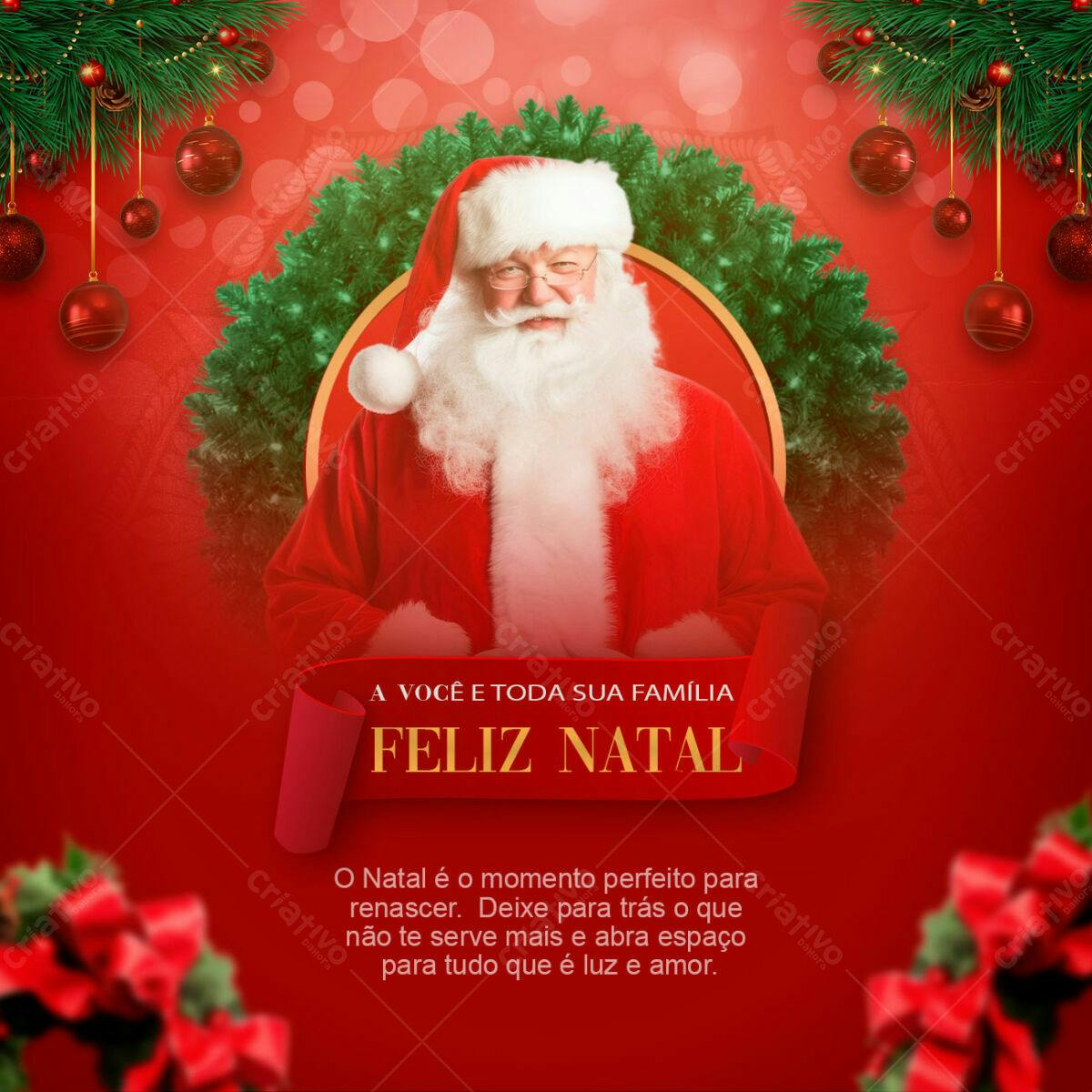 Postagem de Natal com Papai Noel PSD Editável