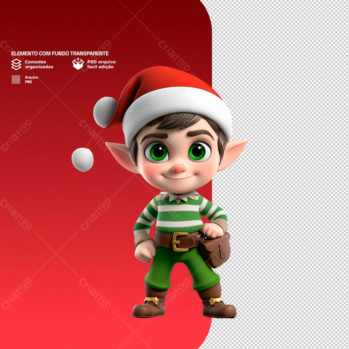 Personagem Natalino 3D PSD Editável