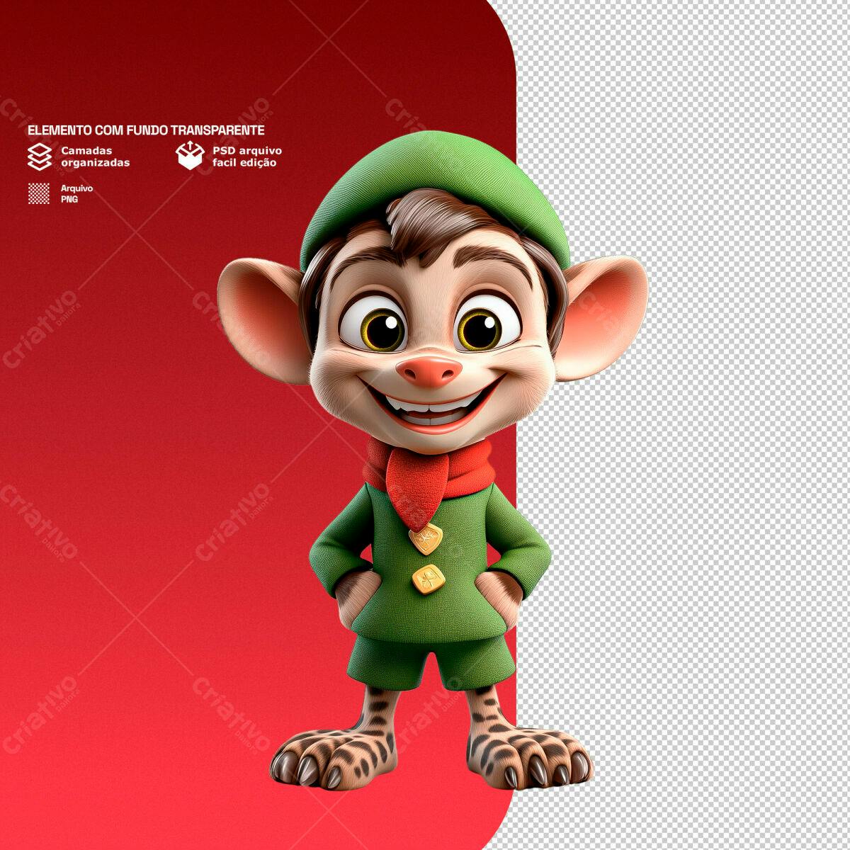 Personagem Cartoon Natalino PSD Editável