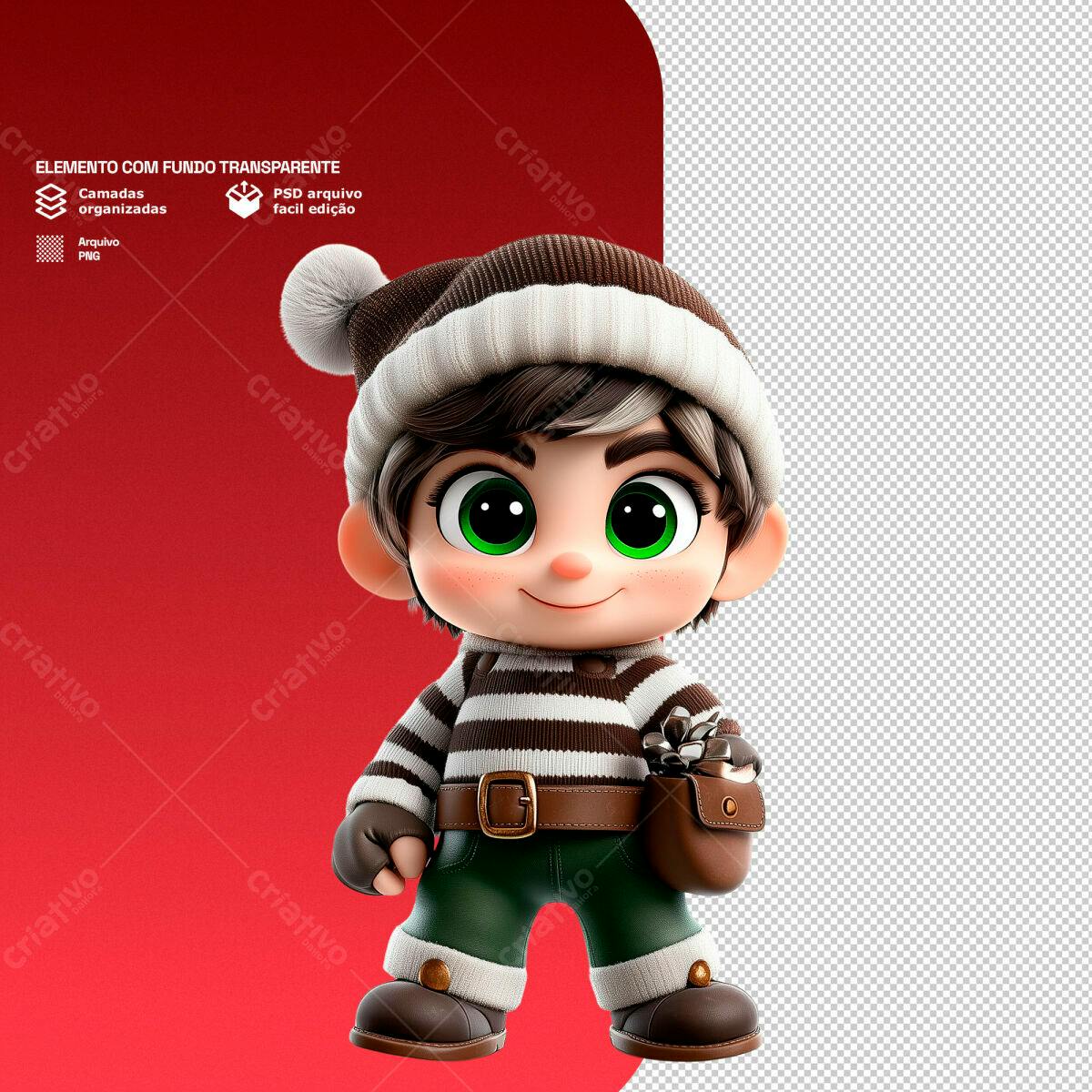 Elemento Natalino 3D PSD Editável