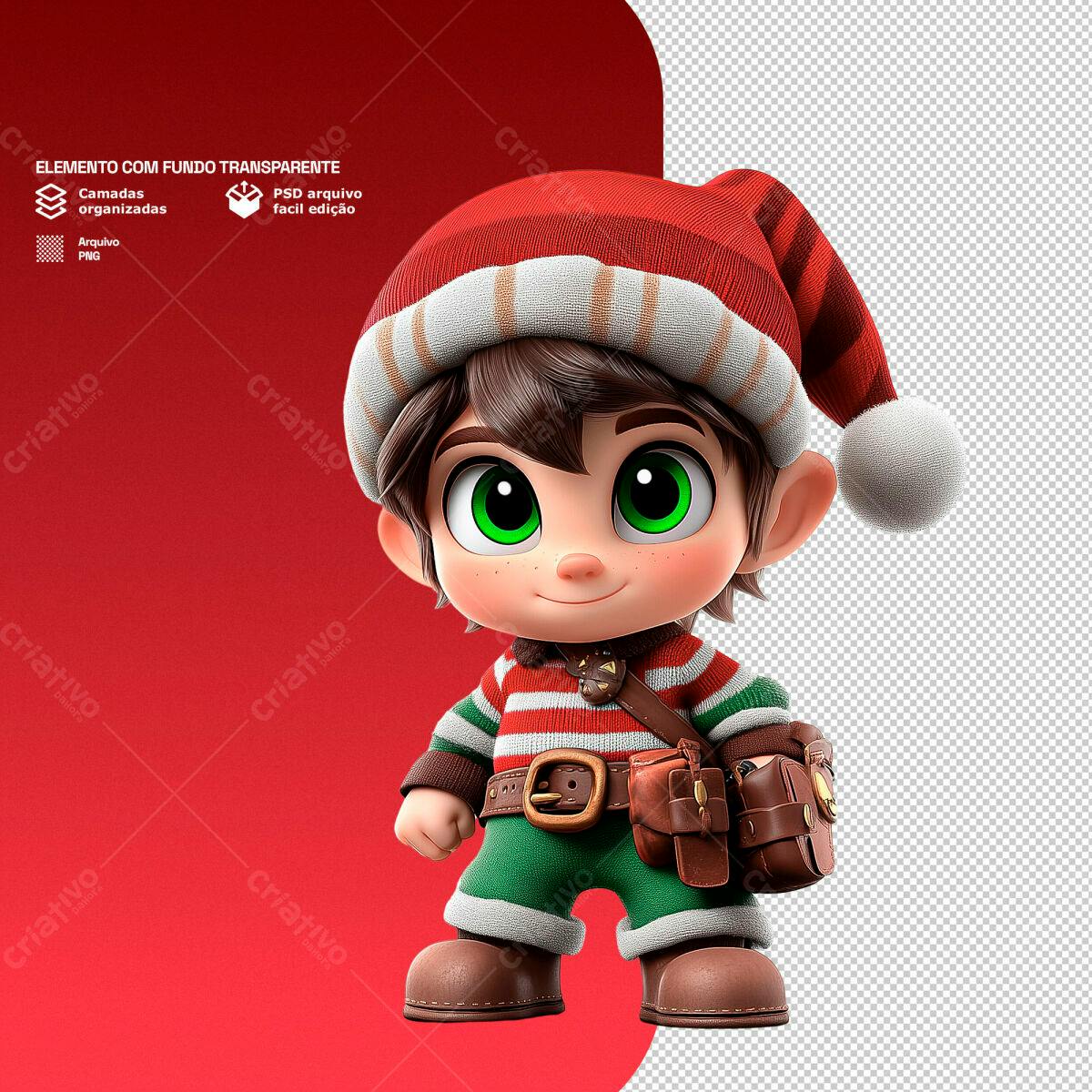 Elemento Natalino 3D PSD Editável