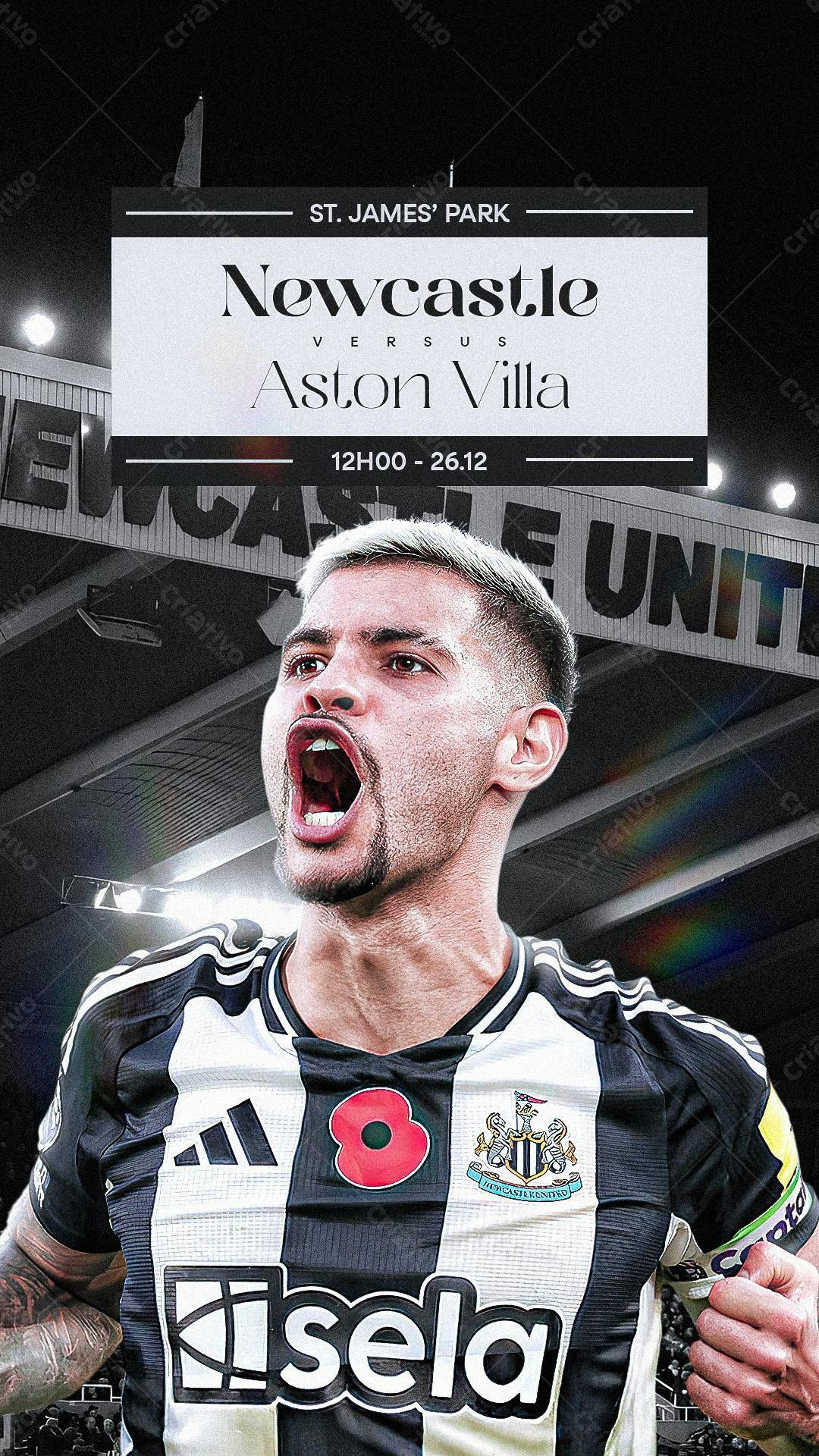Flyer Newcastle x Aston Villa PSD Editável