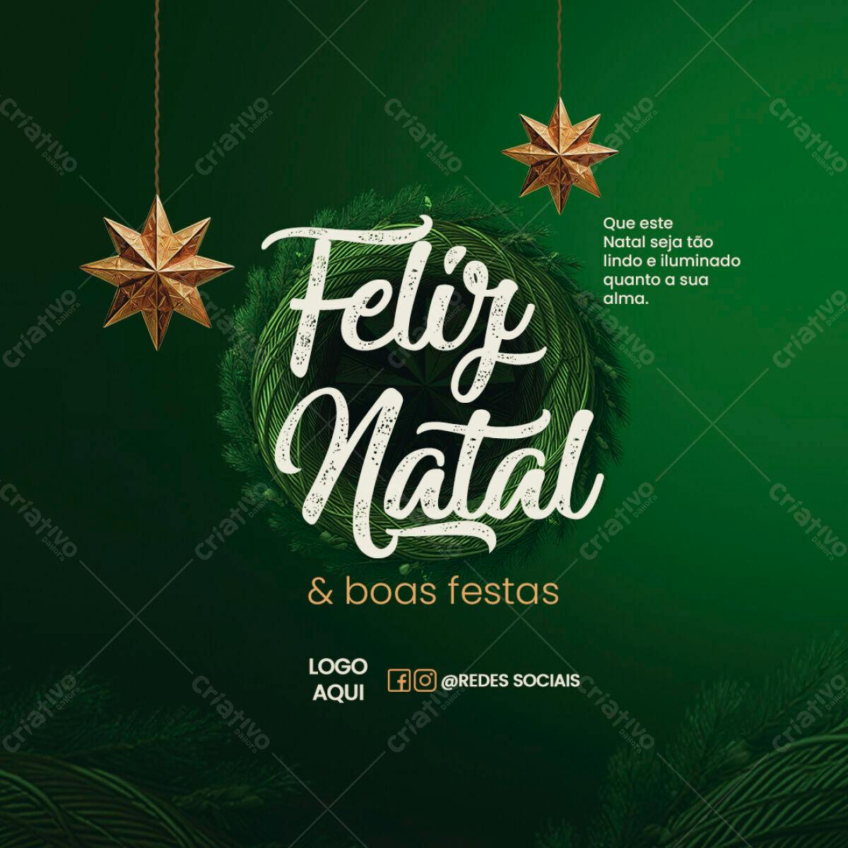 Flyer Natalino Verde e Dourado PSD Editável