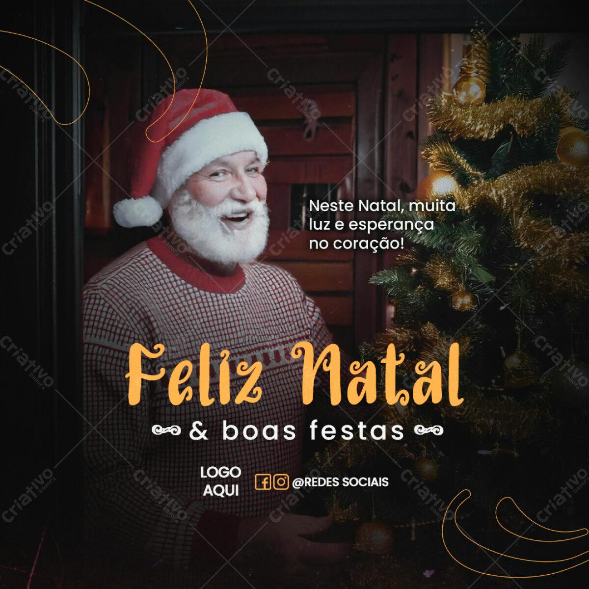 Postagem Natalina com Papai Noel PSD Editável
