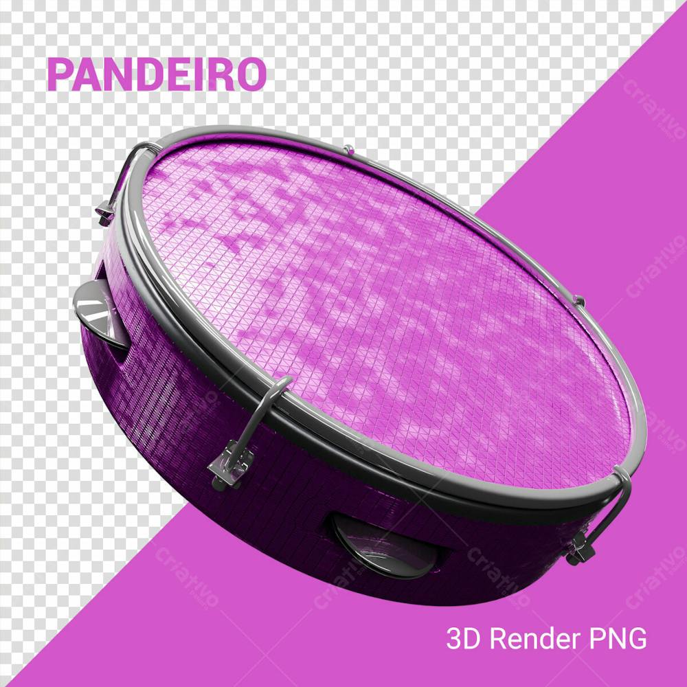 Pandeiro 3D Carnaval Elemento Png Composição Social Media