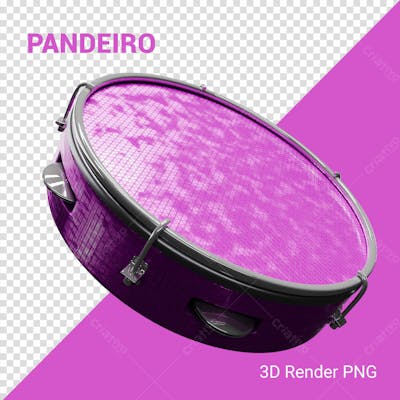 Pandeiro 3D Carnaval Elemento Png Composição Social Media