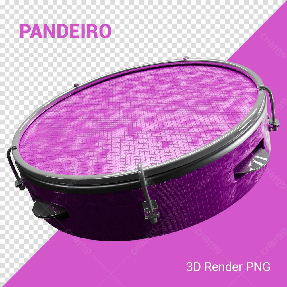 Pandeiro 3D Carnaval Elemento Png Composição Social Media