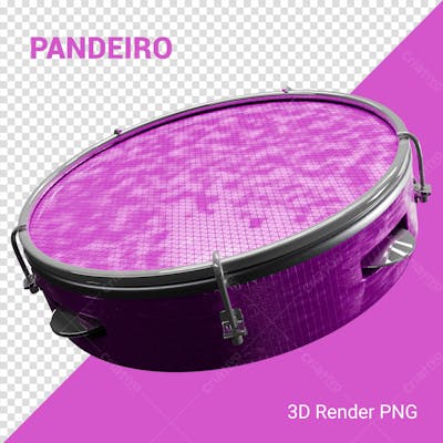 Pandeiro 3D Carnaval Elemento Png Composição Social Media