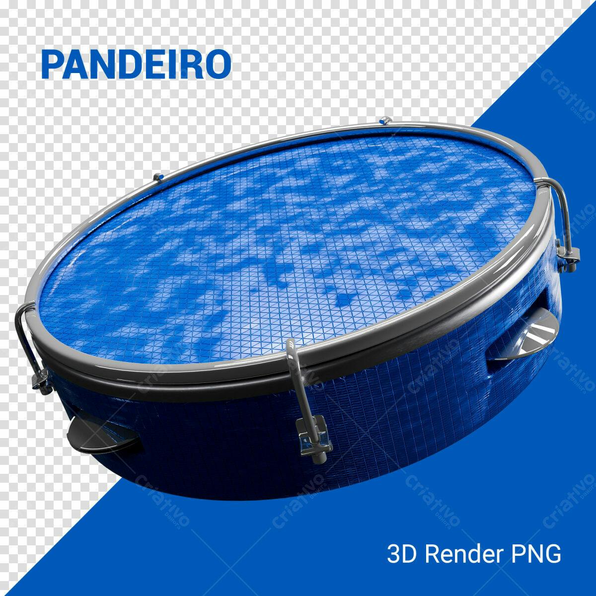 Pandeiro Azul 3D Render PSD Editável