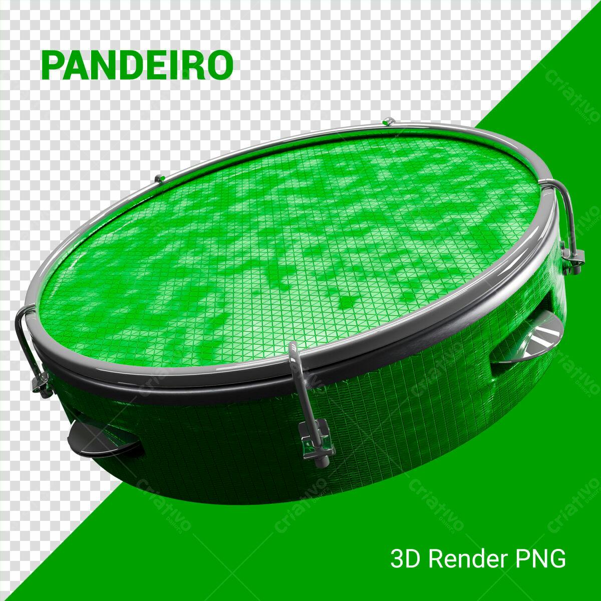 PSD Pandeiro Verde para Festa Junina Editável