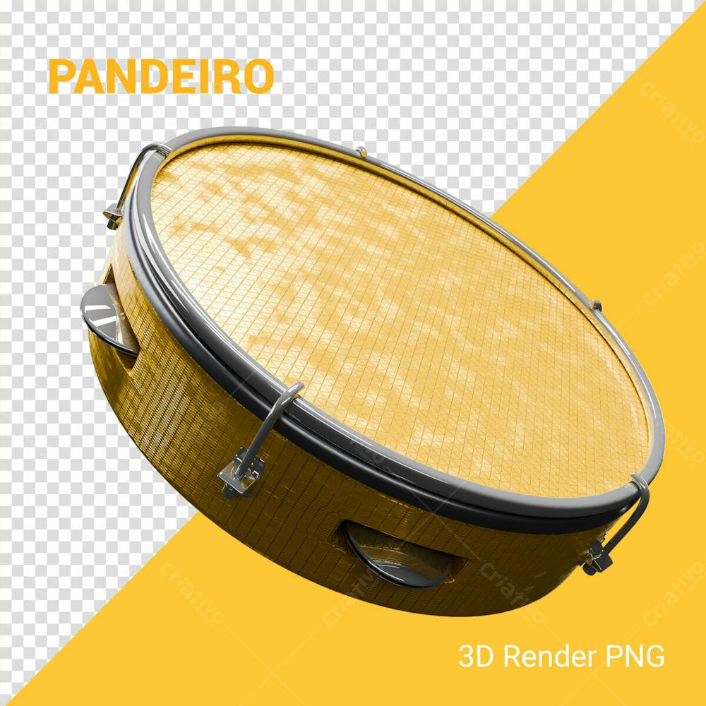 Pandeiro 3D Carnaval Elemento Png Composição Social Media