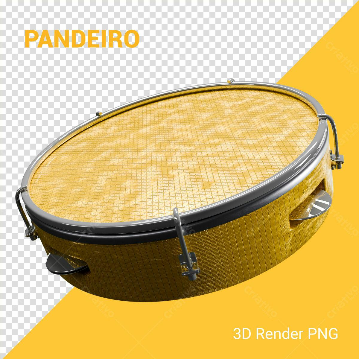 Pandeiro Dourado PSD para Festa Brasileira Editável