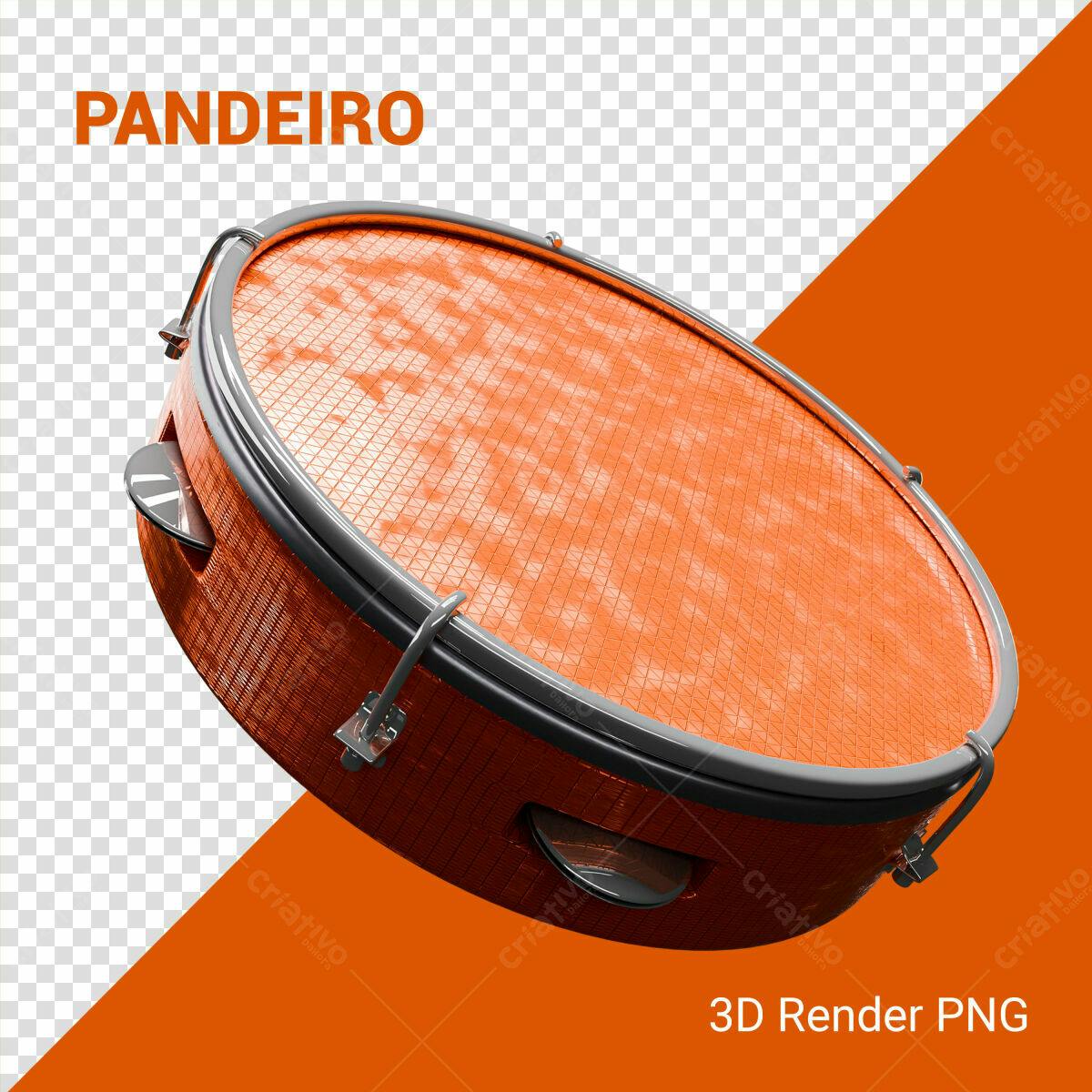 PSD Pandeiro Laranja para Festa Junina Editável