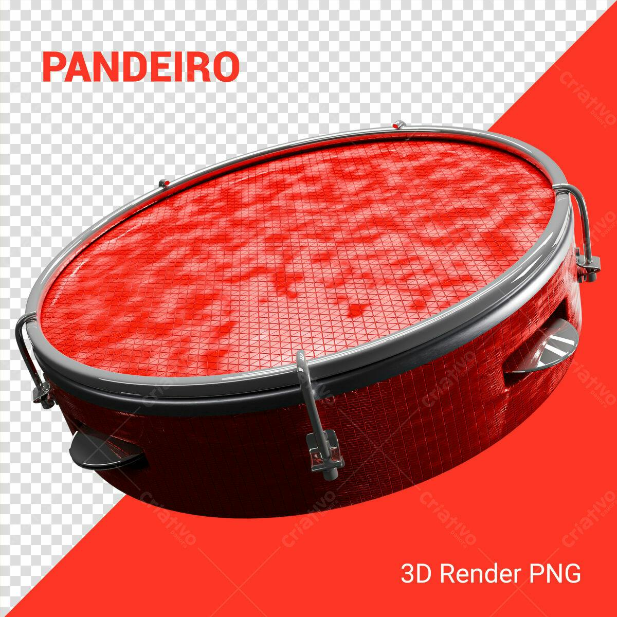 PSD Pandeiro Vermelho para Festa Junina Editável