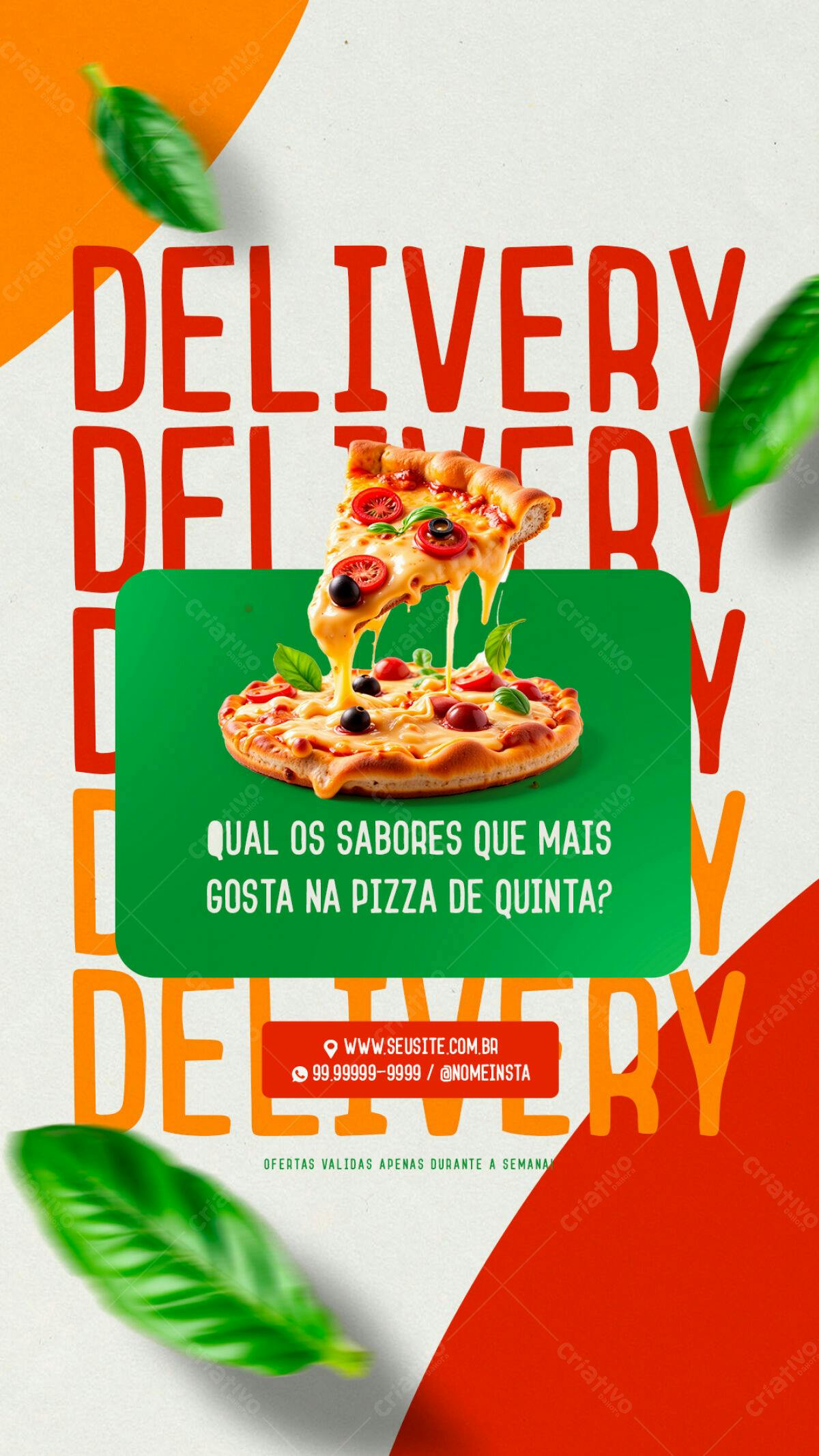 Flyer para Delivery de Pizza PSD Editável